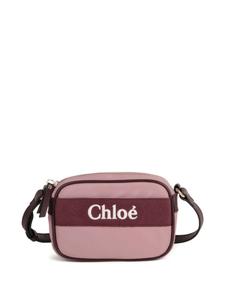 Chloé Kids сумка через плечо с вышитым логотипом, фиолетовый