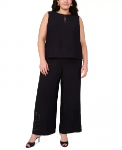 Брюки больших размеров с высокой талией и широкими штанинами Vince Camuto, черный