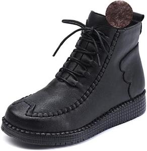 Женские ботинки с подошвой Oxford, утепленные флисом, кожаной подошвой, противоскользящие повседневные ботинки, теплые зимние снежные ботинки. Vannida, Black Fleece