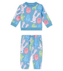 Комплект из хлопковой толстовки с принтом и спортивных штанов Stella McCartney Kids, Azzurro+Multicolor