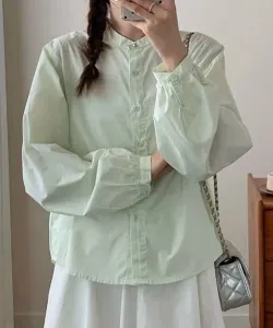 Рубашка с воротником-стойкой и объемными рукавами Aimoha - Select -, цвет Light Green