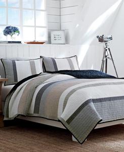 Двустороннее хлопковое одеяло Tideway, размер King Nautica, цвет white/blue/taupe