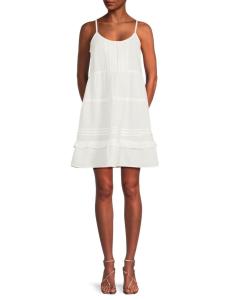 Красивое многоярусное хлопковое мини-платье Vero Moda, цвет Snow White