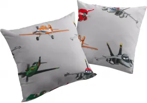 Вирт декоративная подушка "Самолеты Дельта", Walt Disney, чехол без наполнения, 2 шт Wirth 40х40 см, светло-серый