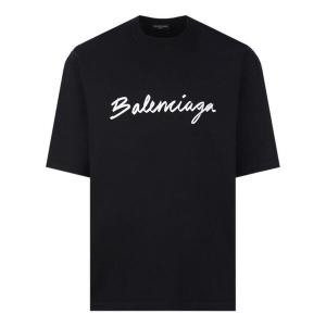 Футболка script logo t-shirt 'black white' Balenciaga, черный
