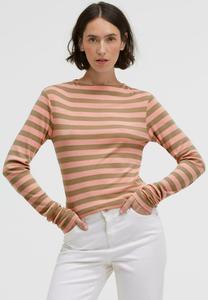 Топ SENSES.THE LABEL GESTREIFTES MIT SCHMALEM MOCK-KRAGEN, Peach Nectar/Orange