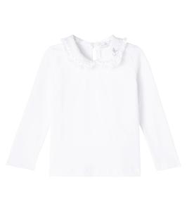 Блузка из хлопкового поплина с декоративными элементами Monnalisa, Bianco