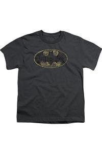 Футболка с рваным логотипом Batman для детей с коротким рукавом Gildan, Charcoal