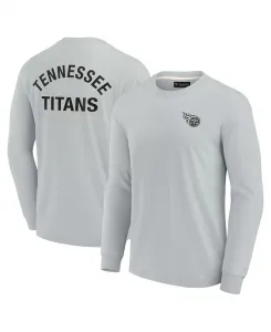 Мужская и женская серая супермягкая футболка с длинным рукавом Tennessee Titans Fanatics Signature