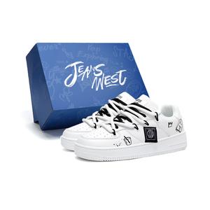 Антискользящие и износостойкие низкие скейтерские кроссовки на платформе унисекс JEANSWEST, бело-черные