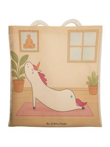 Mr. & Mrs. Panda Сумка-шоппер с изображением единорога и надписью "Йога", белого цвета, без слогана