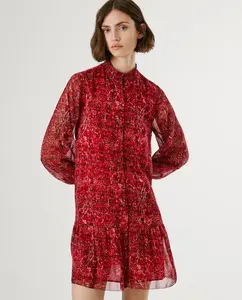 Короткое шифоновое платье с принтом пейсли Pepe Jeans, красный