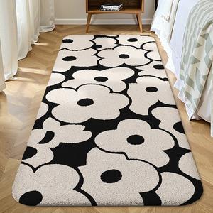 Dajiang Ковер 80х160 см из овчины с цветочным узором для спальни/гостиной, теплый напольный коврик