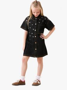 Детское джинсовое платье с вышивкой Gem Angel & Rocket, Black