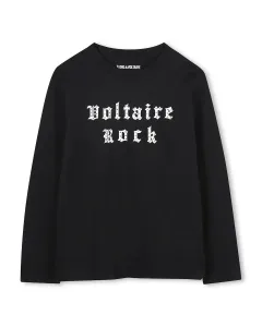 Детская футболка черного цвета из хлопка Zadig & Voltaire