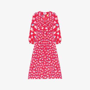 Платье Ro&Zo с длинным рукавом и цветочным принтом, розовый