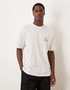 Свободная футболка ASOS DESIGN с мелким рисунком белого цвета