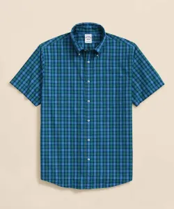 Рубашка с коротким рукавом из хлопкового поплина с сезонным узором, модель для пятницы.