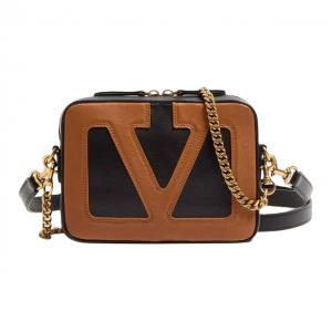 Valentino Кожаная наппа сумка кроссбоди через плечо мужская черная и коричневая