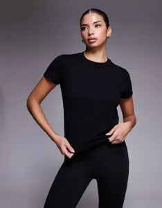 4505 Черная хлопковая футболка свободного кроя с быстросохнущей отделкой Icon