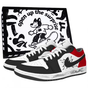 Jordan Кроссовки баскетбольные Air 1 Fiery Explosion Crumble низкие vintage, устойчивые к истиранию, unisex, black red white