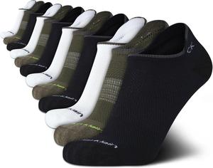 Мужские носки Calvin Klein, непромокаемые, 12 пар, с амортизирующим вкладышем, с низким вырезом, для кроссовок, лоферов, лодочек (размер: 7-12), Black Assorted