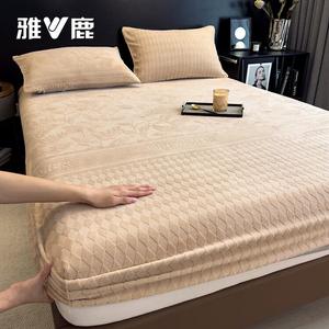 Yalu Комплект постельного белья из 3 предметов (простыня на резинке 150х200 см, 2 наволочки), цвет Fulei - Coffee Brown, полное покрытие, антискользящий