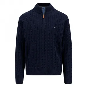 Свитер Fynch Hatton Cable half zip, синий