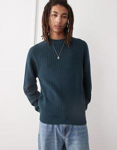 Вязаный свитер с круглым вырезом COLLUSION темно-синего цвета