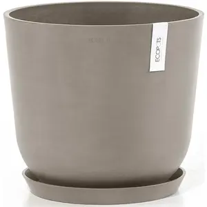 Цветочный горшок ECOPOTS «Oslo 35 Taupe», для внутреннего и наружного применения: морозостойкий, ударопрочный и светостойкий, серо-коричневый