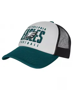Регулируемая кепка Trucker Essentials Philadelphia Eagles для больших мальчиков и девочек, белая/тёмно-зелёная Outerstuff