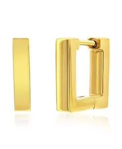 Квадратные серьги-хагге из нержавеющей стали диаметром 12 мм с золотым покрытием или черным покрытием Metallo, gold