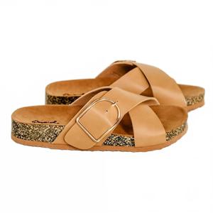 Женские сандалии X-Band на застежке в бежевом цвете Qupid