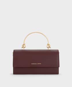 Длинный кошелек с эргономичной ручкой Charles & Keith, цвет Wineberryred