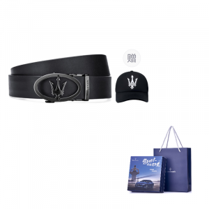 Maserati Мужской кожаный ремень, черный, ширина 3,5 см