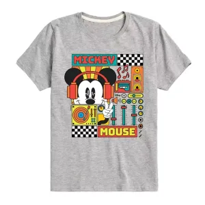 Футболка с рисунком Микки Мауса и ритмичными волнами для мальчиков 8-20 лет Disney, серый