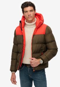 Куртка Superdry & Co BLOCK HOODED PUFFER, Slate Brown/Brown