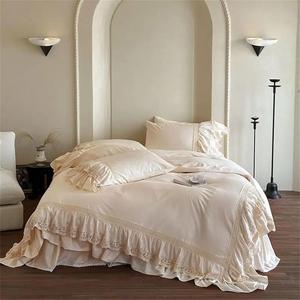 UCCKIOWQ Комплект постельного белья с кружевными рюшами, хлопок 600TC Color 3