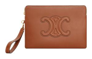 Кожаный клатч Triomphe Smooth Calf для женщин желто-коричневый CELINE