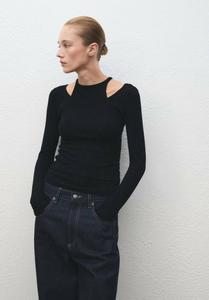 Топ Mango Long sleeved top, Black