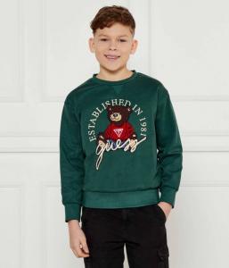Толстовка детская Guess с вышивкой медведя, зеленый