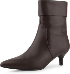 Allegra K женские ботильоны с заостренным носком, боковой молнией, каблуком kitten, ботильоны, Kaffee