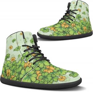 Женские модные кроссовки на шнуровке с высокой посадкой, стильные для бега и повседневной носки Pugasmiru, St. Patrick'S Day Green Leaves Pattern