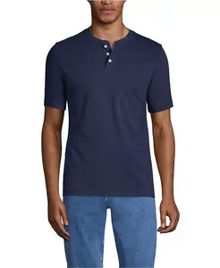 Мужская футболка с коротким рукавом Super-T Henley Lands' End, синий