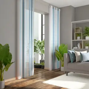 Neutex для вас! Штора ALASSIO с люверсами, 1 шт., продольные полосы с блестящим эффектом Neutex For You!, синий/белый