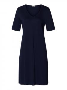 Ночная рубашка из хлопкового шелка темно-синего цвета Hanro