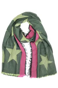 Шерстяной шарф COLLEZIONE ALESSANDRO "Звезды" с содержанием шерсти, производство Италия, зеленый