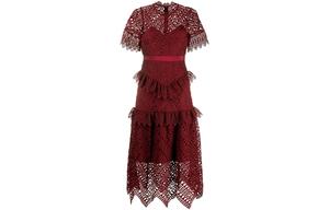 Self-portrait Короткое платье с короткими рукавами Women's Red