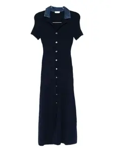 Трикотажное платье с V-образным вырезом Sandro, синий