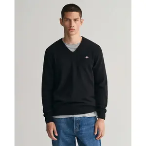 Свитер Gant Superfine Lambswool v neck, черный